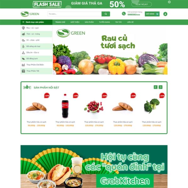 Theme WordPress bách hóa 05, Bán hàng, Thực phẩm, bách hóa, Nông sản, rau củ sạch