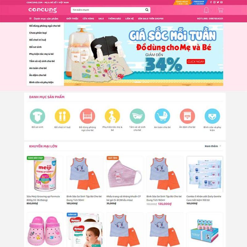 Theme wordpress bách hóa shop 04, Bán hàng, bách hóa, mẹ và bé, Shop