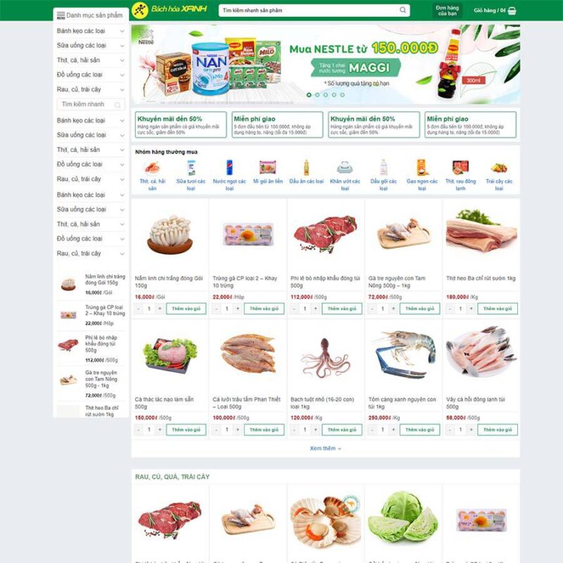 Theme WordPress bách hóa xanh, Bán hàng, Thực phẩm, bách hóa, Shop