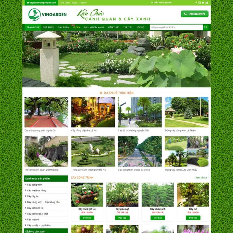 Theme WordPress bán cây xanh, kiến trúc cảnh quan, Bán hàng, Cây xanh, Kiến trúc