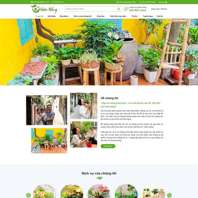 Theme WordPress bán cây xanh, tiểu cảnh 03, Bán hàng, cây cảnh, Cây xanh, Decor, Tiểu cảnh