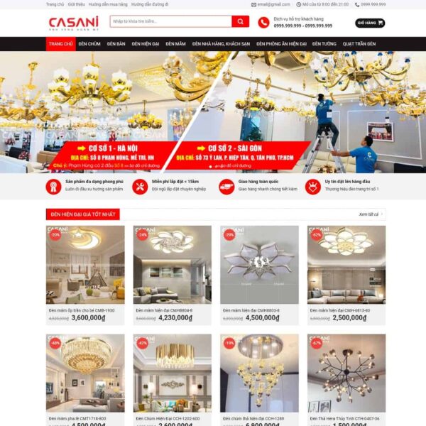 Theme WordPress bán đèn Led, đèn trang trí, Bán hàng, Đèn Led, Đèn trang trí