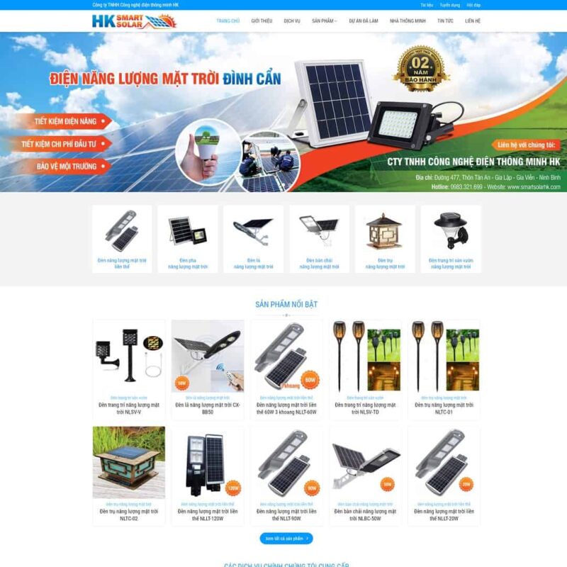 Theme WordPress bán đèn led, thiết bị năng lượng mặt trời, Bán hàng, Công ty, Điện mặt trời, Thiết bị điện