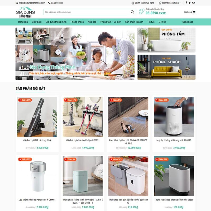 Theme WordPress bán đồ gia dụng thông minh, Bán hàng, Đồ gia dụng, Gia dụng thông minh, Nhà thông minh