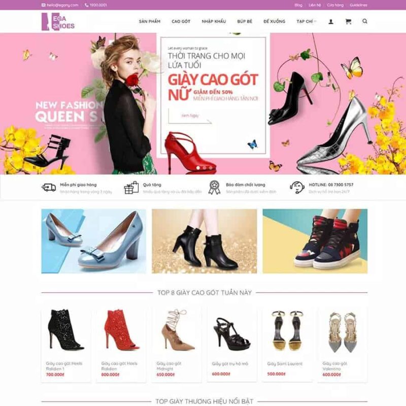 Theme WordPress bán giày nữ, thời trang, Bán hàng, Giày dép, Thời trang