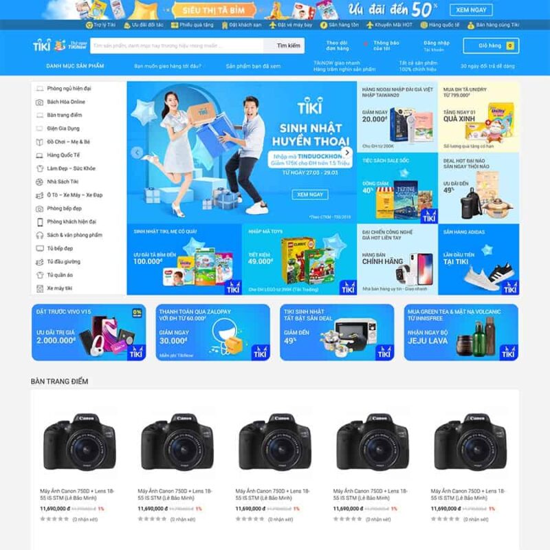 Theme WordPress bán hàng giống tiki, Bán hàng, Shop, Tiki