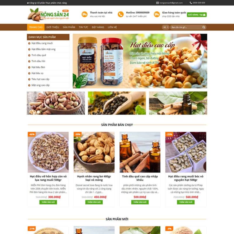 Theme WordPress bán hạt điều, thực phẩm, Bán hàng, Thực phẩm, Hạt điều, Nông sản