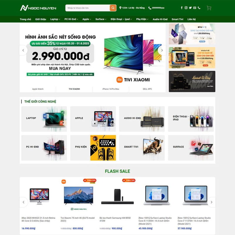 Theme WordPress bán máy tính 08, Bán hàng, Công nghệ, Laptop, linh kiện, Máy tính
