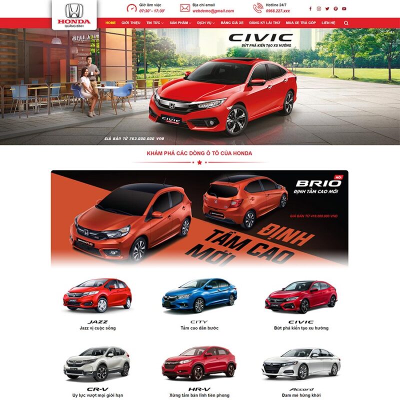 Theme WordPress bán ô tô Honda 03, Xe hơi, đại lý xe, Honda, Ô tô