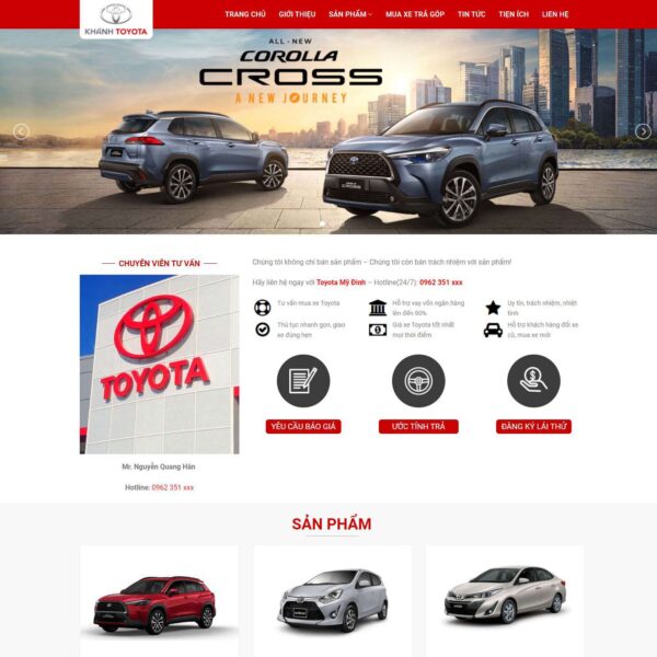 Theme WordPress bán ô tô Toyota, Xe hơi, Ô tô, Toyota