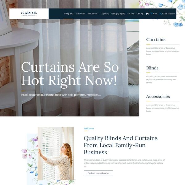 Theme WordPress bán rèm cửa 02, Bán hàng, chăn ga, gối nệm, Màn, Rèm