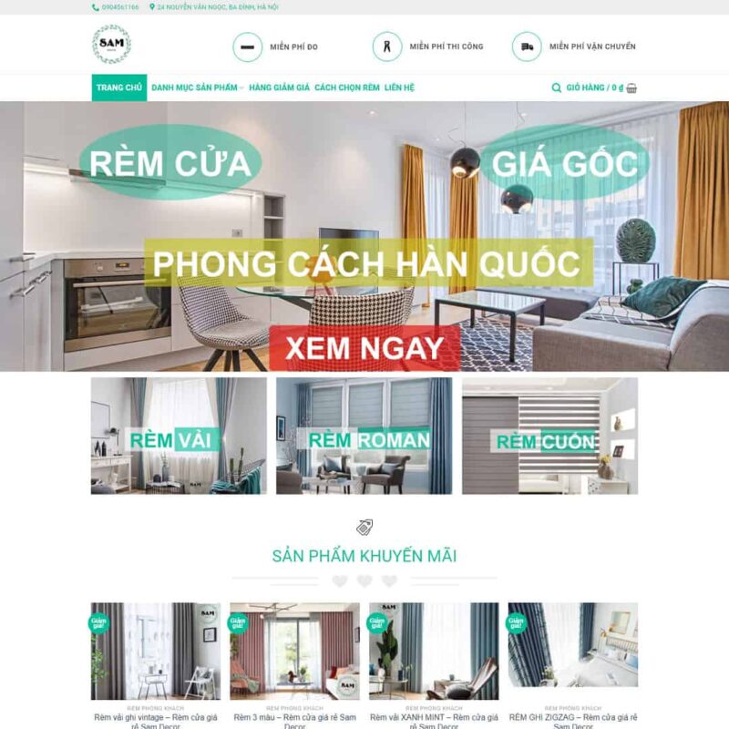 Theme WordPress bán rèm cửa, Bán hàng, Rèm