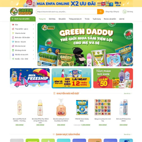 Theme WordPress bán sản phẩm mẹ và bé 03, Bán hàng, Baby, Baby shop, Kid, mẹ và bé