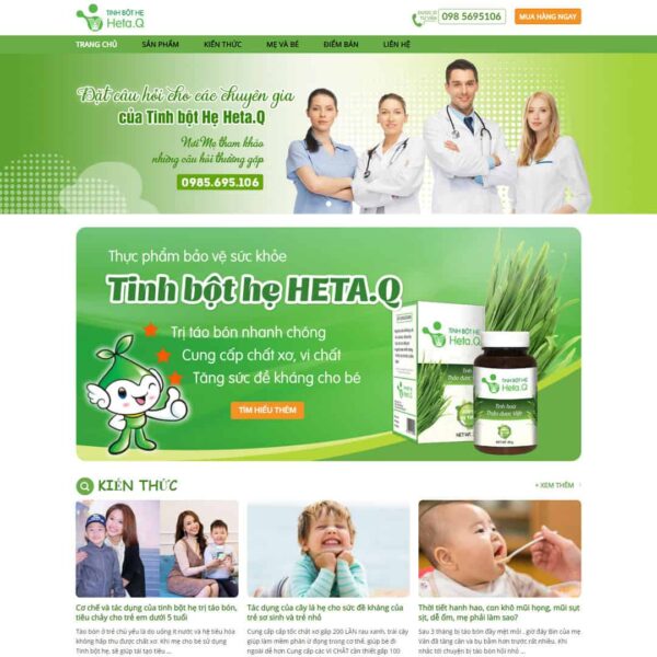 Theme WordPress bán sản phẩm tinh bộ hẹ, Bán hàng, Thực phẩm, Thực phẩm chức năng, tinh bột hẹ