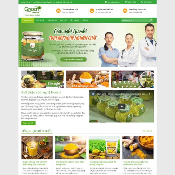 Theme WordPress bán sản phẩm tinh bột nghệ, Bán hàng, Thực phẩm, Tinh bột nghệ