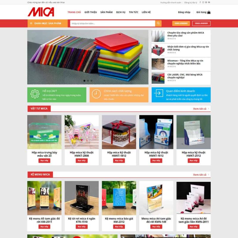 Theme WordPress bán sản phẩm từ mica, Bán hàng, mica, Shop, Thẻ nhựa