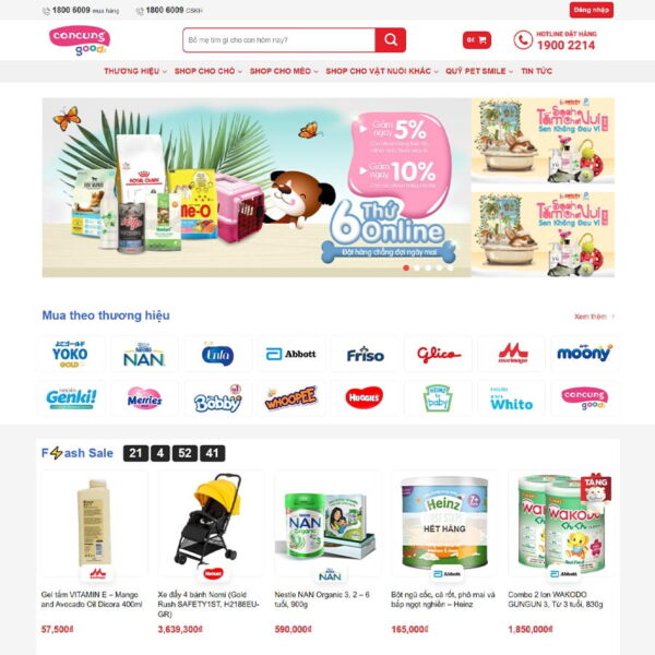 Theme WordPress bán tạp hóa, Bán hàng, Baby, bách hóa, Pet, Shop, Tạp hóa