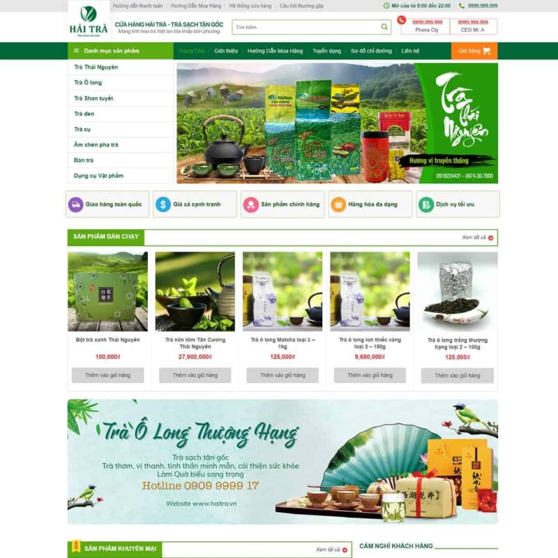 Theme WordPress bán trà xanh, Bán hàng, Thực phẩm, Trà xanh