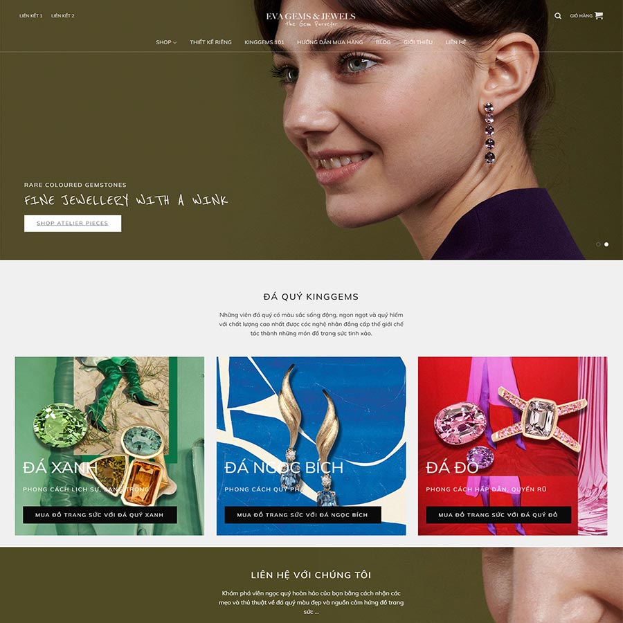 Theme WordPress bán trang sức 02, Bán hàng, Làm đẹp, Đá quý, trang sức, vàng bạc