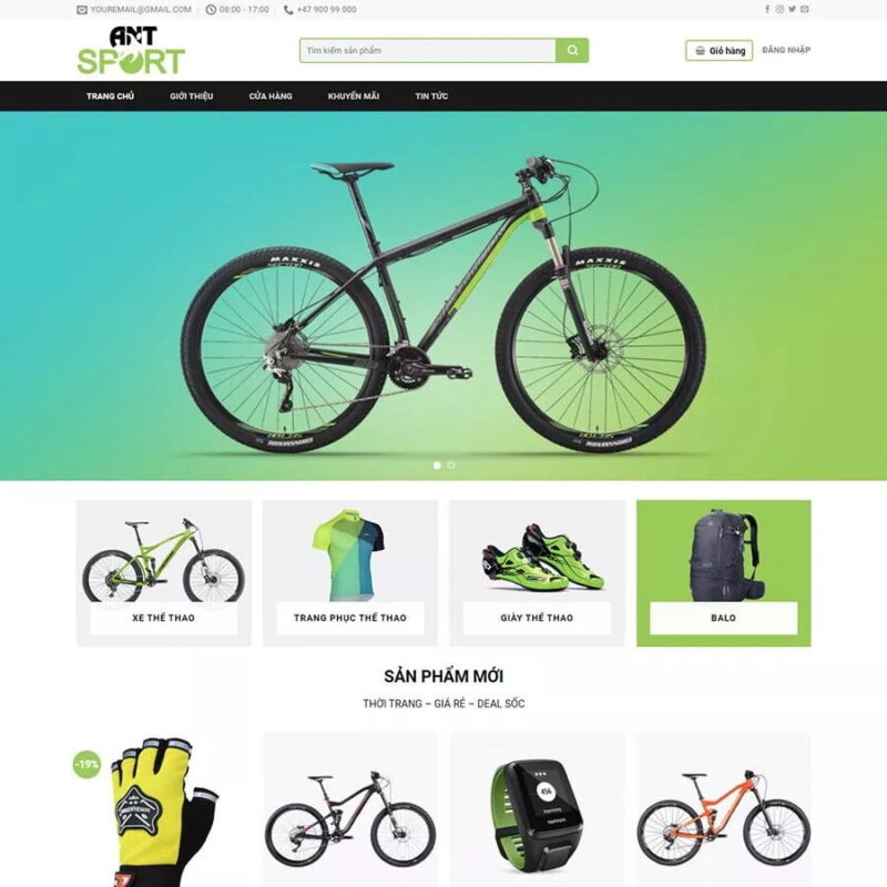 Theme wordpress bán xe đạp, đồ thể thao, Bán hàng, Xe hơi, Thể thao, Xe đạp