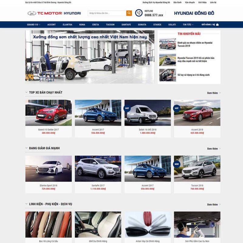 Theme WordPress bán xe Hyundai 02, Xe hơi, Hyundai, Ô tô