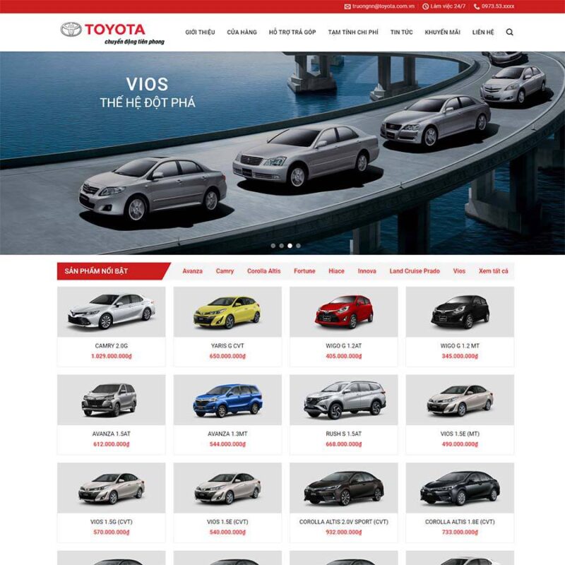 Theme WordPress bán xe toyota 02, Xe hơi, Ô tô, Toyota