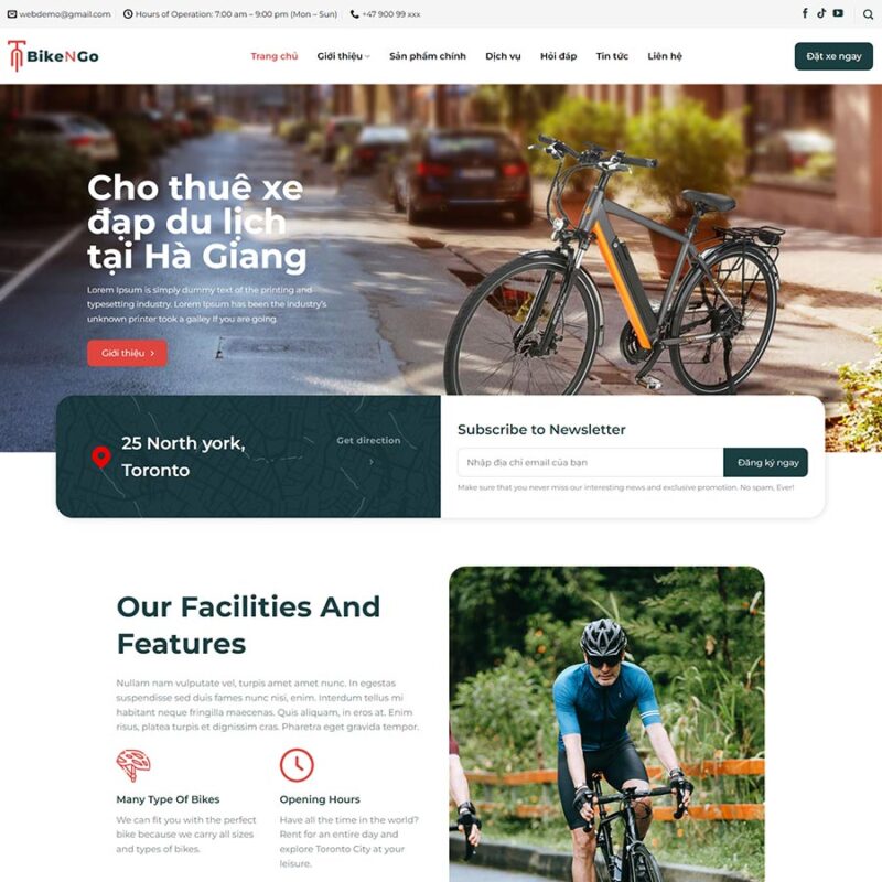 Theme WordPress cho thuê xe đạp, Du lịch, Thuê xe, Thuê xe máy, Xe đạp