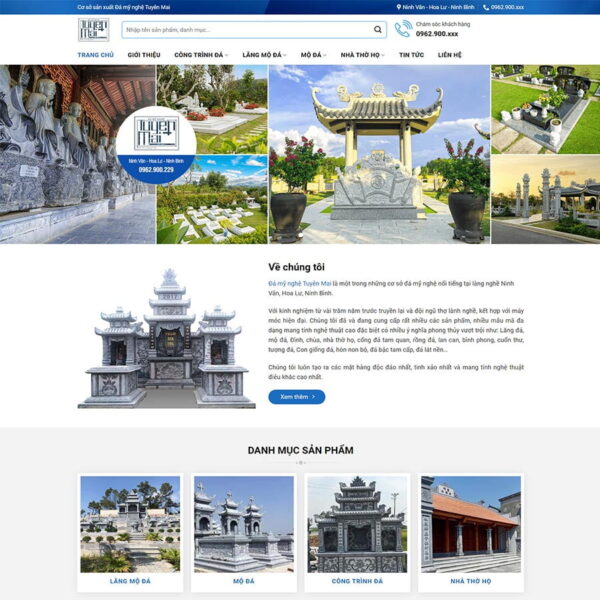 Theme WordPress cơ sở đá mỹ nghệ, Bán hàng, Cơ sở sản xuất, Làm đá mỹ nghệ, Xưởng đá mỹ nghệ