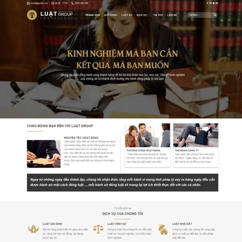 Theme WordPress công ty Luật 02, Công ty, Luật sư