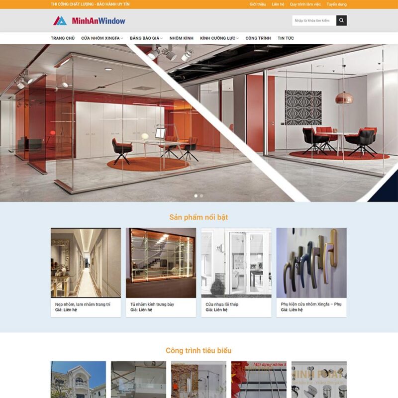 Theme WordPress công ty nhôm kính 03, Công ty, Cửa nhôm, Nhôm kính