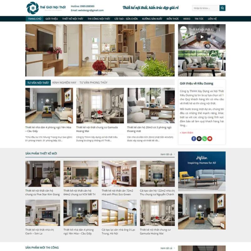 Theme WordPress công ty thiết kế, thi công nội thất 04, Công ty, Nội thất, Kiến trúc