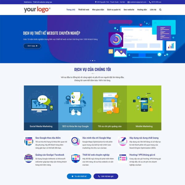 Theme WordPress công ty thiết kế website 05, Công ty, Ads, Marketing, Quảng cáo, Thiết kế, Website