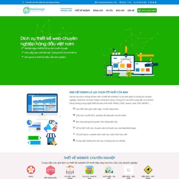 Theme WordPress công ty thiết kế website, Công ty, Dịch vụ, Marketing, Website