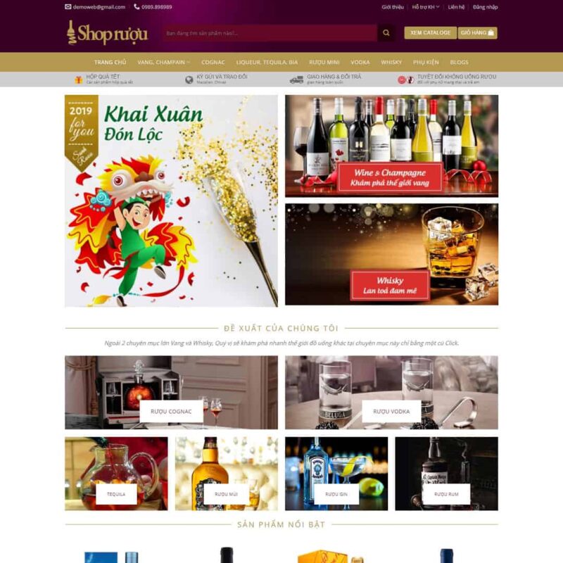 Theme WordPress cửa hàng bán rượu, Bán hàng, Đồ uống, Rượu