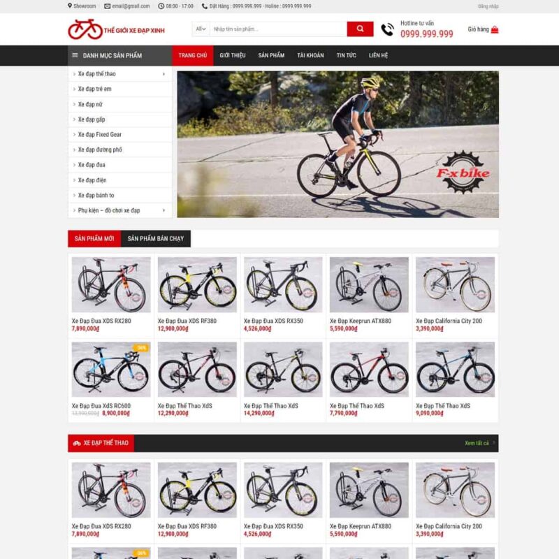 Theme WordPress cửa hàng bán xe đạp, Bán hàng, Xe hơi, Shop, Xe đạp