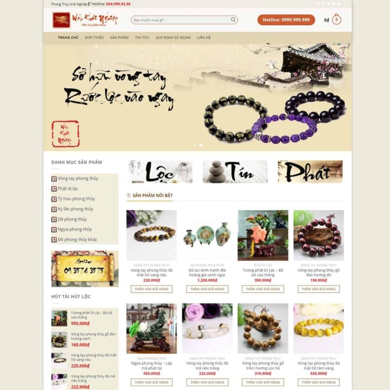 Theme WordPress đá quý, vật phẩm phong thủy 01, Bán hàng, Đá quý, Phong thủy, Vật phẩm