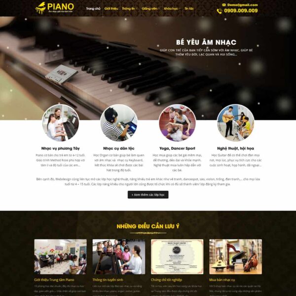 Theme WordPress đào tạo, khóa học piano, nhạc cụ, Công ty, Giáo dục, Đào tạo, Khóa học, Nhạc cụ, Piano