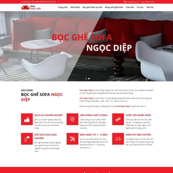 Theme WordPress dịch vụ bọc ghế sofa, Nội thất, Sofa