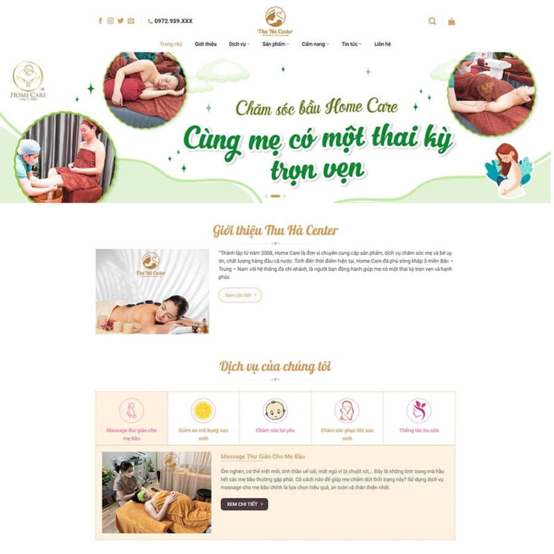 Theme WordPress dịch vụ chăm sóc mẹ và bé, Công ty, Baby care, Chăm sóc bầu, mẹ và bé