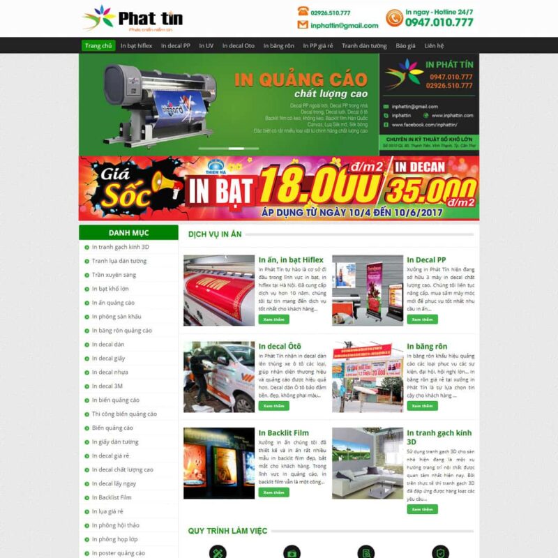 Theme WordPress dịch vụ in bạt, decal, Công ty, Decal, In ấn, in bạt, Thiết kế