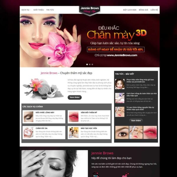 Theme WordPress dịch vụ phun xăm thẩm mỹ, Làm đẹp, Phun xăm, Spa, Thẩm mỹ
