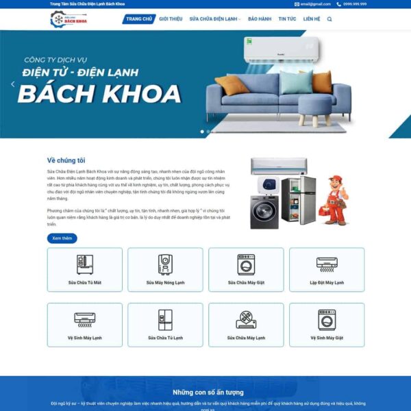 Theme WordPress dịch vụ sửa chữa điện lạnh, Công ty, Sửa điện lạnh, Sửa điện nước