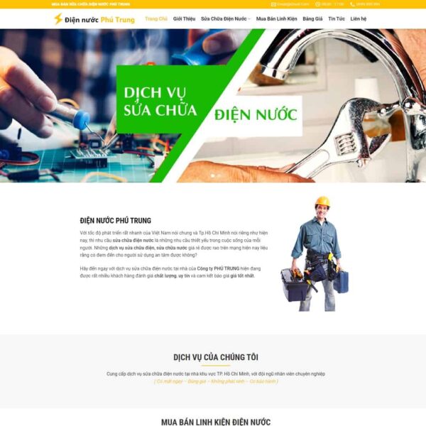 Theme WordPress dịch vụ sửa chữa điện nước, Công ty, Sửa điện lạnh, Sửa điện nước