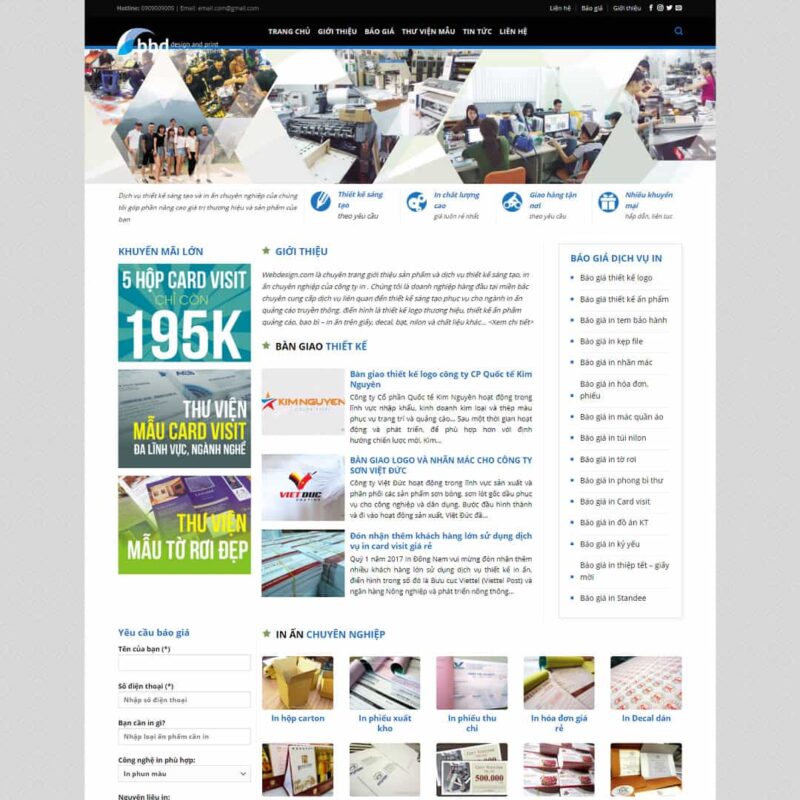 Theme WordPress dịch vụ thiết kế, in ấn 02, Công ty, In ấn, Thiết kế