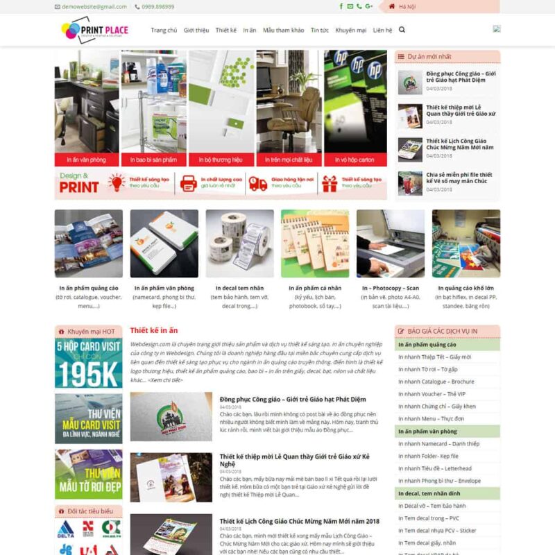 Theme WordPress dịch vụ thiết kế, in ấn 03, Công ty, In ấn, Thiết kế