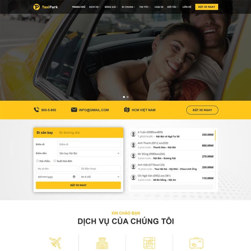 Theme WordPress dịch vụ thuê xe taxi 05, Xe hơi, taxi, Thuê xe