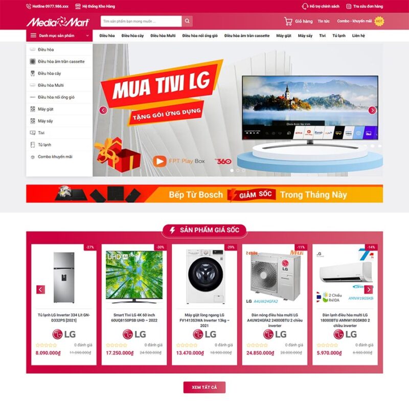 Theme WordPress điện máy 08, Bán hàng, Điện máy, Gia dụng, Thiết bị