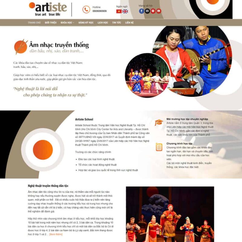 Theme wordpress giới thiệu Artiste School, Giáo dục, Đào tạo, Trường học