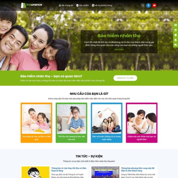 Theme wordpress giới thiệu dịch vụ bảo hiểm, Công ty, Bảo hiểm, Dịch vụ, Giới thiệu, Tin tức