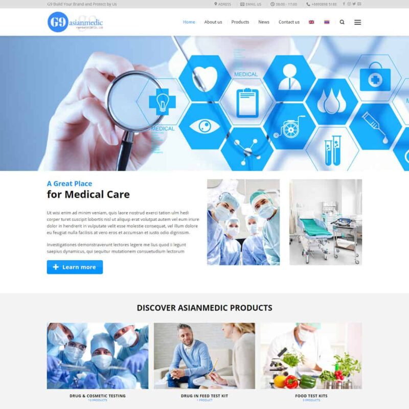 Theme WordPress giới thiệu sản phẩm, thiết bị y tế, Bán hàng, Công ty, Thiết bị, Y tế